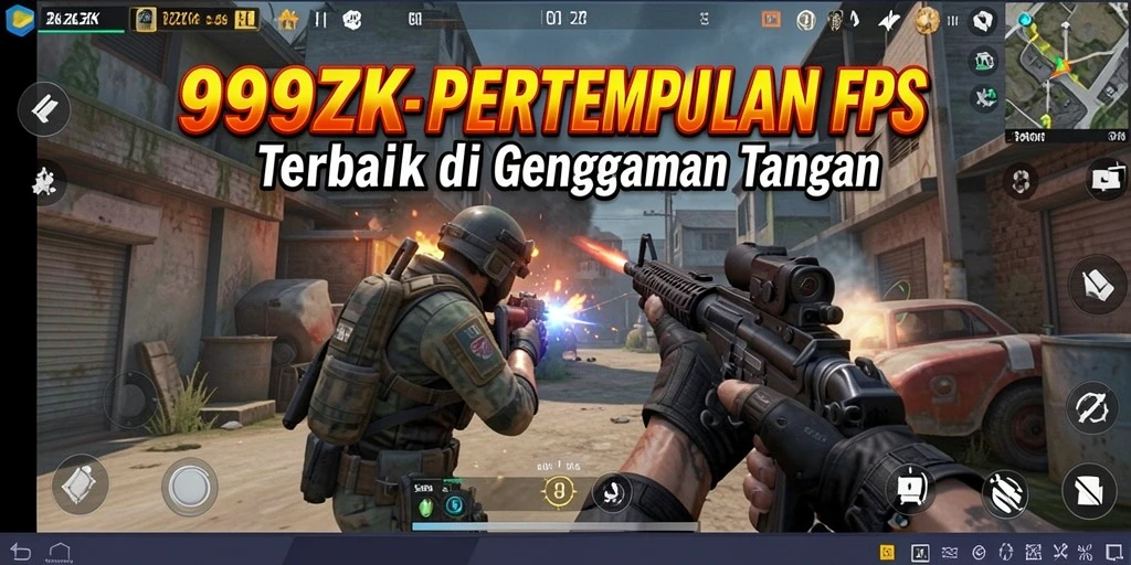 Screenshot menampilkan aksi gameplay intens dalam 999ZK di medan perang.