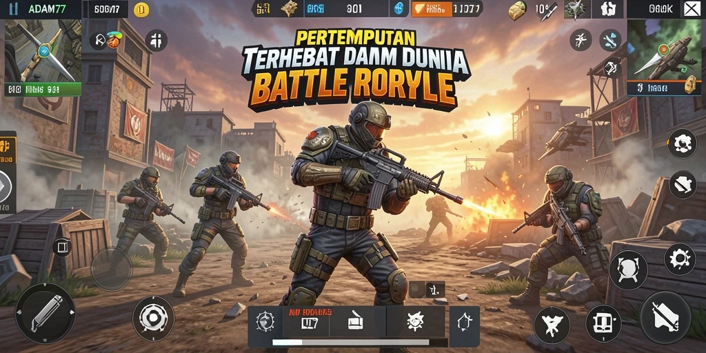 Gameplay Battle Royale yang seru dan adiktif di ADAM77.