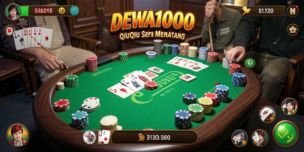Screenshot menunjukkan gameplay seru DEWA1000 dalam permainan QiuQiu.