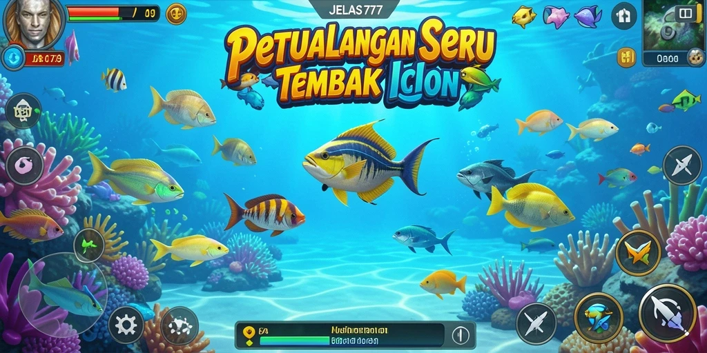 Tampilan gameplay JELAS777 saat menembak ikan.