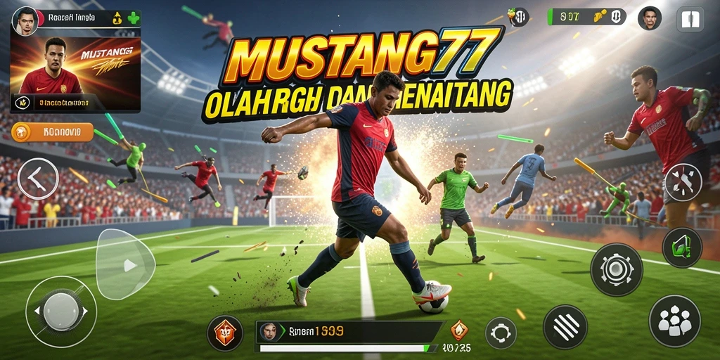 Screenshot utama menunjukkan aksi gameplay yang menegangkan di MUSTANG77.