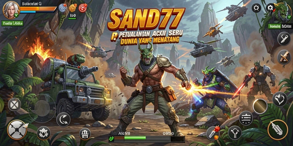 Screenshot SAND77 menampilkan aksi seru dalam pertempuran sengit.