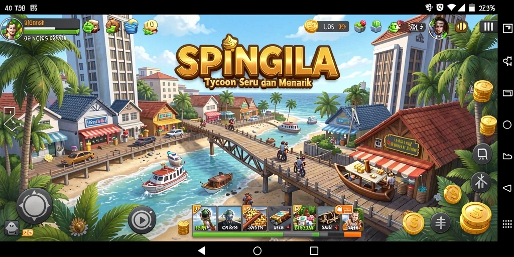 Tampilan gameplay SPINGILA yang seru dan penuh strategi Tycoon.