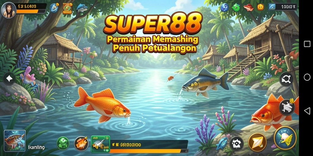 Gameplay SUPER88 dengan berbagai lokasi memancing yang menarik.