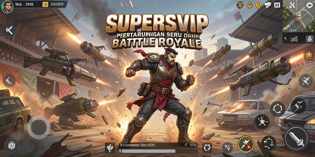 Screenshot utama aksi pertempuran seru dalam game SUPERSVIP.