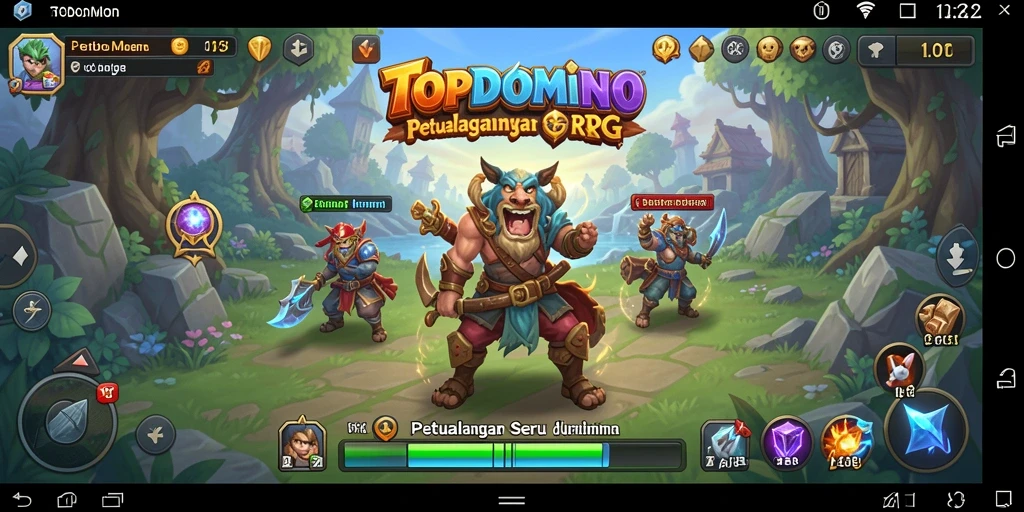 Tampilan utama gameplay <strong>TOPDOMINO</strong> dengan aksi petualangan RPG yang seru.